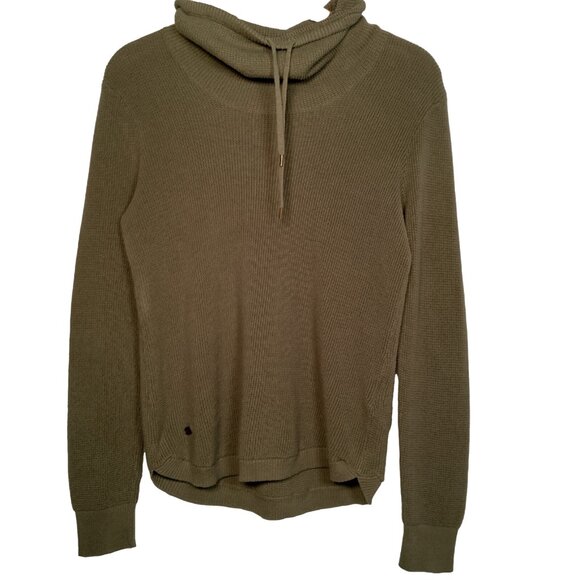 Lauren Ralph Lauren Shirt Women Medium High Neck Army Green Waffle Knit Top - Picture 1 of 13